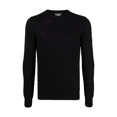 EMPORIO ARMANI FW22 Black Knitted Cashmere Sweater Long Sleeve Pullover 8N1M391M71Z0999