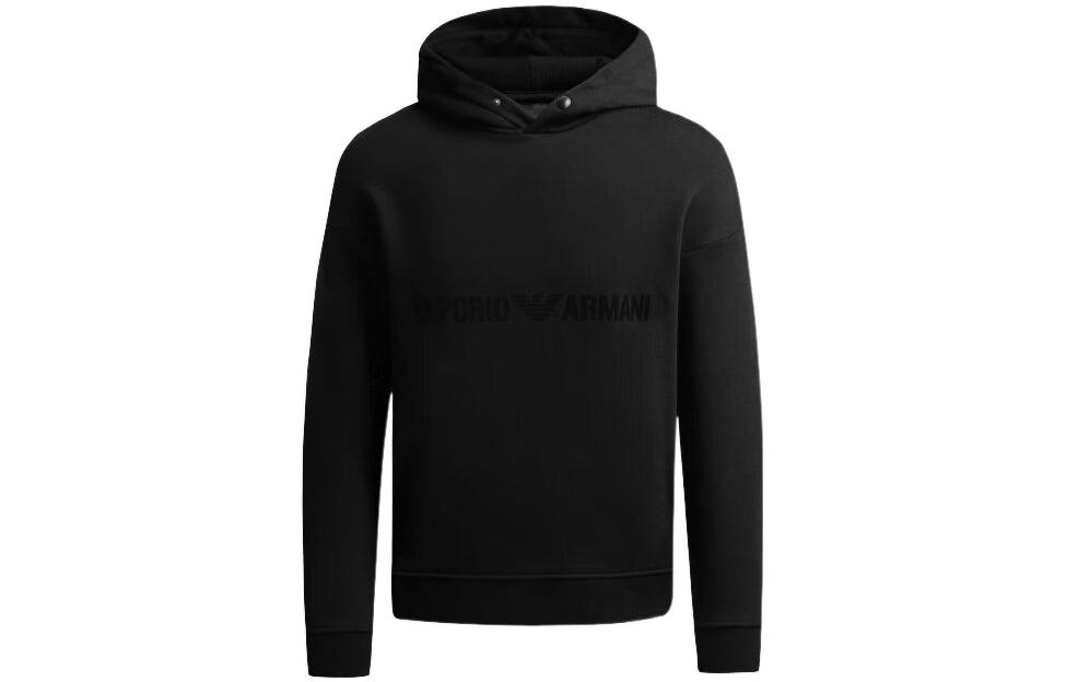 Buy Emporio Armani FW22  Black Letter Print Hoodie Pullover Casual Sweatshirt. 6L1ML9-1JWPZ-0057