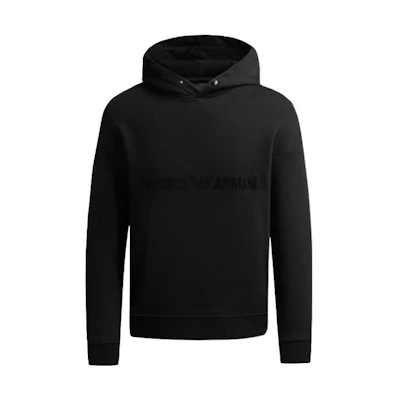 Emporio Armani FW22 Black Letter Print Hoodie Pullover Casual Sweatshirt. 6L1ML9-1JWPZ-0057