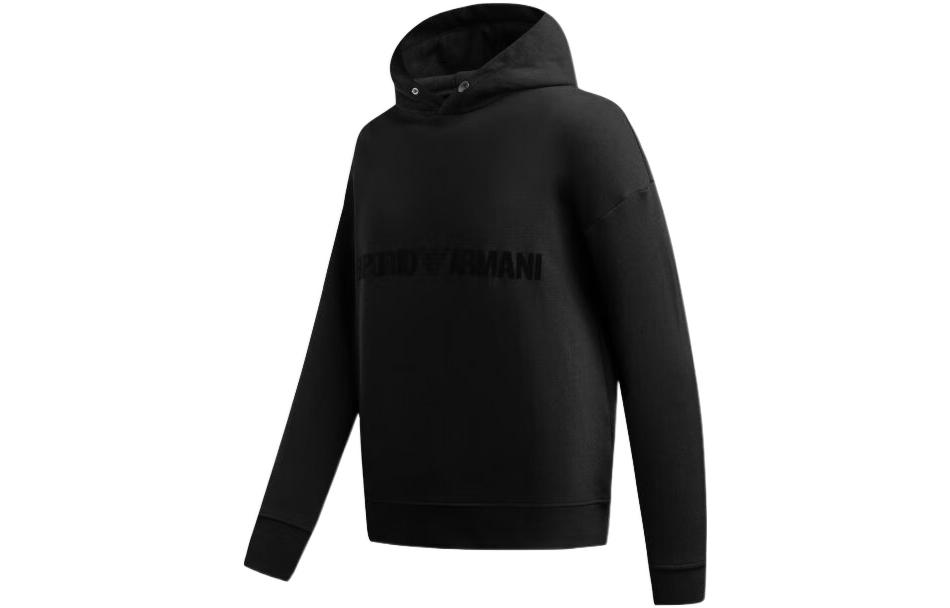 Lookbook Emporio Armani FW22  Black Letter Print Hoodie Pullover Casual Sweatshirt. 6L1ML9-1JWPZ-0057