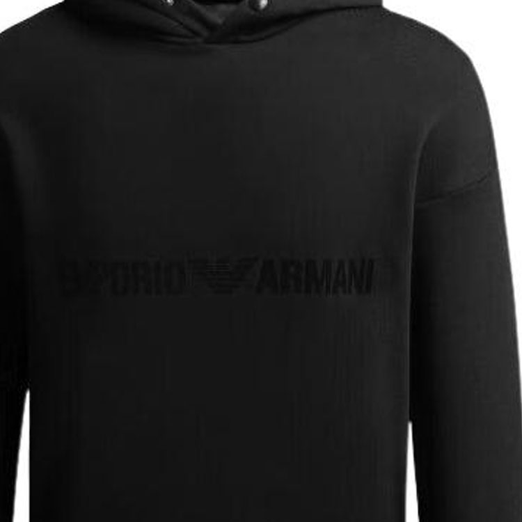 Details for Emporio Armani FW22  Black Letter Print Hoodie Pullover Casual Sweatshirt. 6L1ML9-1JWPZ-0057