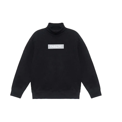 EMPORIO ARMANI FW22 Black Letter Print Turtleneck Sustainable Sweatshirt 6L1M8E-1JSFZ-0999