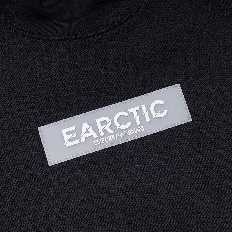 Shop EMPORIO ARMANI FW22  Black Letter Print Turtleneck Sustainable Sweatshirt 6L1M8E-1JSFZ-0999