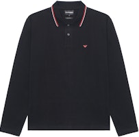 Emporio Armani FW22 Black Logo Embroidered Long Sleeve Polo Shirt. 8N1FB5-1JPTZ-0999 Emporio Armani FW22 Black Logo Embroidered Long Sleeve Polo Shirt. 8N1FB5-1JPTZ-0999