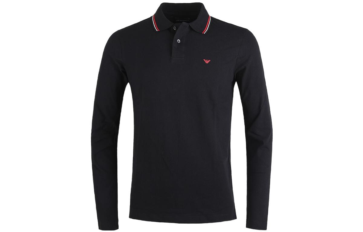 Order エンポリオアルマーニ FW22 ブラックロゴ刺繍 長袖ポロシャツ. 8N1FB5-1JPTZ-0999