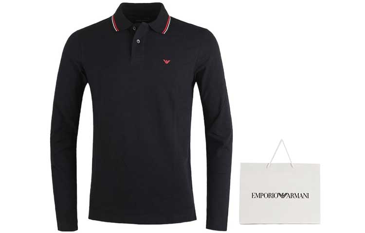 Purchase エンポリオアルマーニ FW22 ブラックロゴ刺繍 長袖ポロシャツ. 8N1FB5-1JPTZ-0999