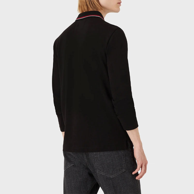 Sizing エンポリオアルマーニ FW22 ブラックロゴ刺繍 長袖ポロシャツ. 8N1FB5-1JPTZ-0999