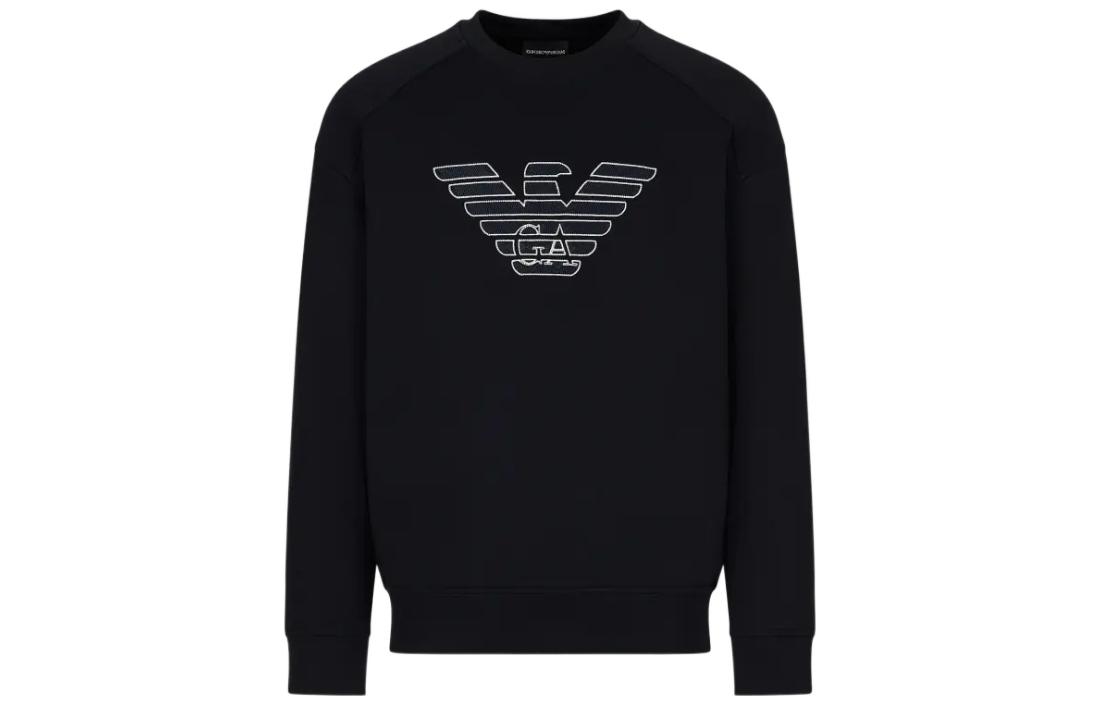 Order エンポリオアルマーニ FW22 ブラック ロゴプリント クルーネック スウェットシャツ 6L1ML8-1JHSZ-09G8