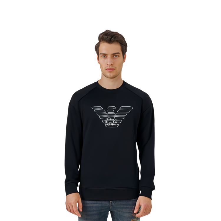 Purchase エンポリオアルマーニ FW22 ブラック ロゴプリント クルーネック スウェットシャツ 6L1ML8-1JHSZ-09G8