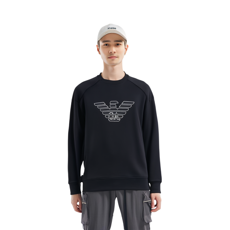 Details for エンポリオアルマーニ FW22 ブラック ロゴプリント クルーネック スウェットシャツ 6L1ML8-1JHSZ-09G8