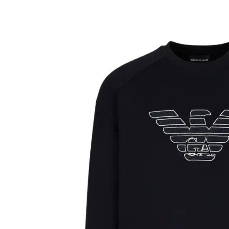 Sizing エンポリオアルマーニ FW22 ブラック ロゴプリント クルーネック スウェットシャツ 6L1ML8-1JHSZ-09G8