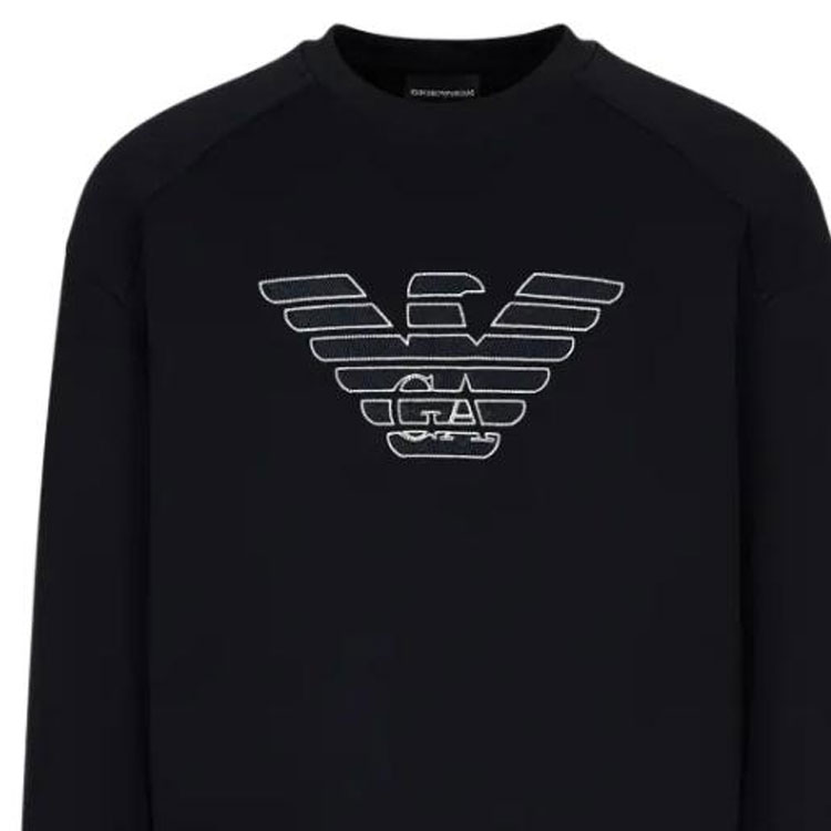 Cheap エンポリオアルマーニ FW22 ブラック ロゴプリント クルーネック スウェットシャツ 6L1ML8-1JHSZ-09G8
