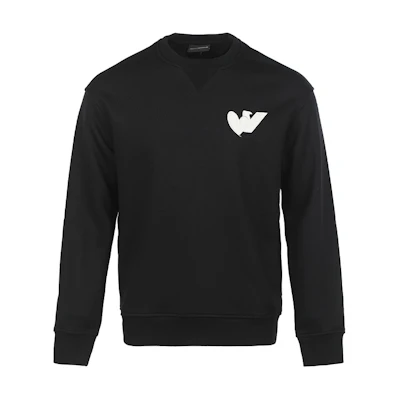 Emporio Armani FW22 Black Logo Print Loose Fit Crewneck Sweatshirt 6L1MB5-1JQNZ-0999