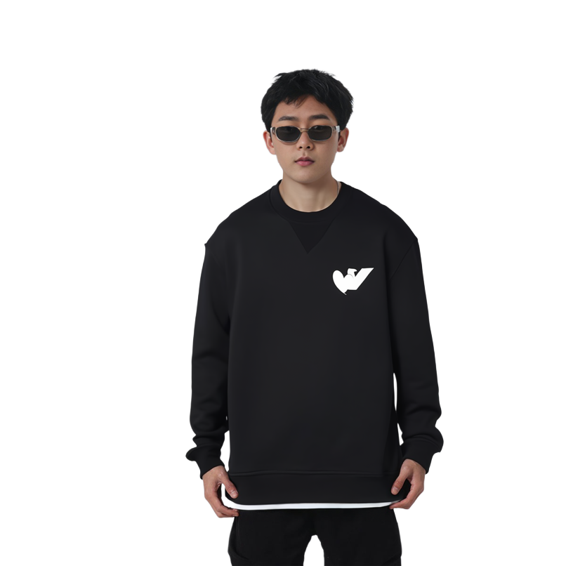 Purchase Emporio Armani FW22  Black Logo Print Loose Fit Crewneck Sweatshirt 6L1MB5-1JQNZ-0999