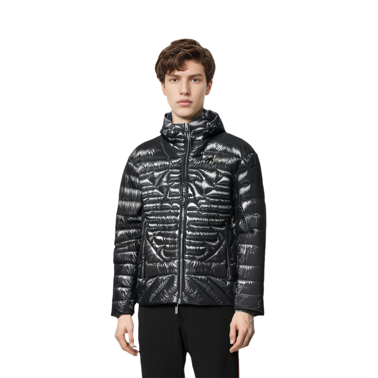Shop Emporio Armani FW22 黑色戶外連帽羽絨外套. 6L1BN7-1NPDZ-0999