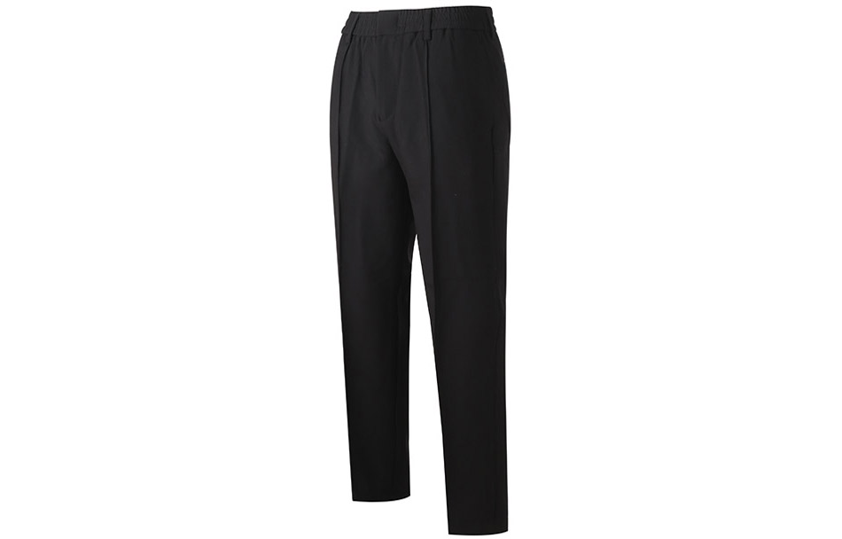 Shop EMPORIO ARMANI FW22 黑色褶皱休闲锥形中腰裤。 6L1PC7-1NMKZ-0999