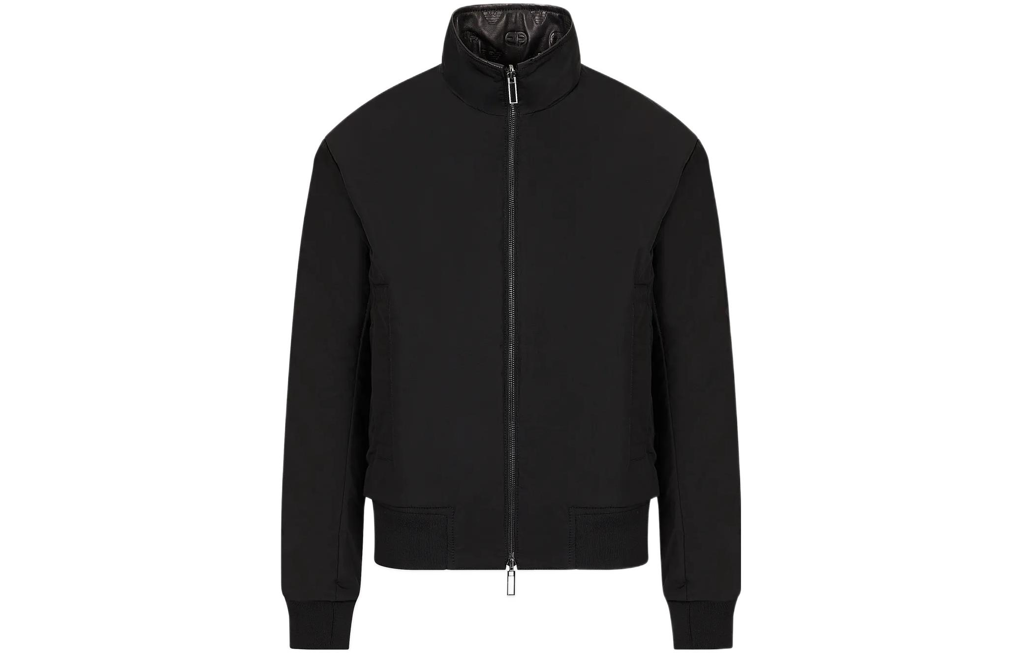 Lookbook EMPORIO ARMANI FW22 黑色壓紋Logo可雙面穿皮革夾克. H31R7H-C1P7H-999