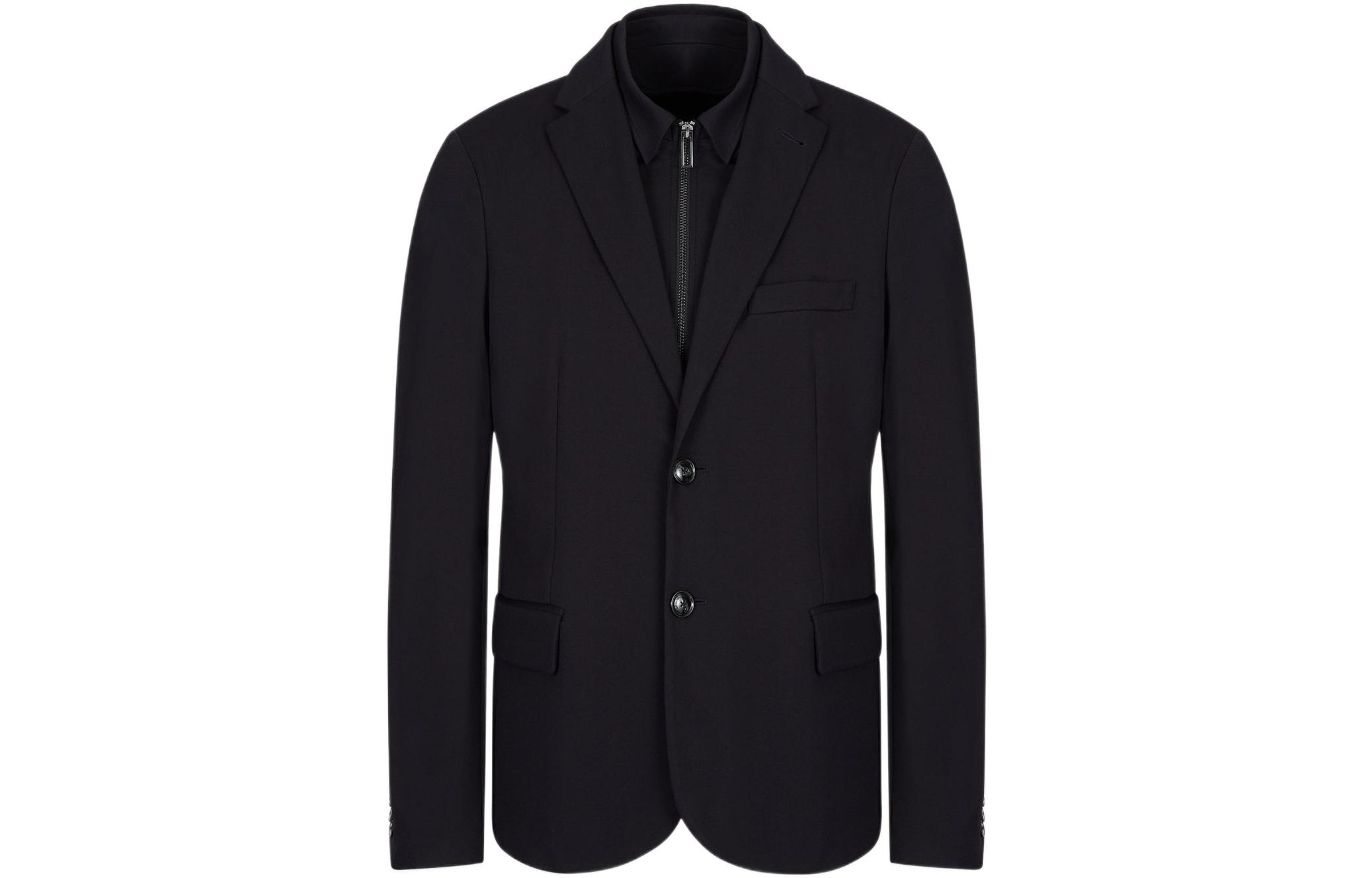 Order Emporio Armani FW22 黑色純色休閒長袖西裝外套夹克。 6L1GL0-1JGXZ-0920