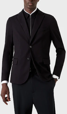 Emporio Armani FW22 黑色純色休閒長袖西裝外套夹克。 6L1GL0-1JGXZ-0920 Shop Emporio Armani FW22 黑色純色休閒長袖西裝外套夹克。 6L1GL0-1JGXZ-0920
