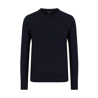 EMPORIO ARMANI FW22 Black Solid Color Crewneck Knit Sweater 8N1M421M67Z10999