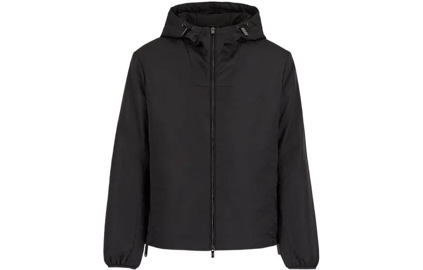 EMPORIO ARMANI FW22  Black Solid Zip-Up Hoodie Jacket. 8N1BN41-NHQZ1-F052