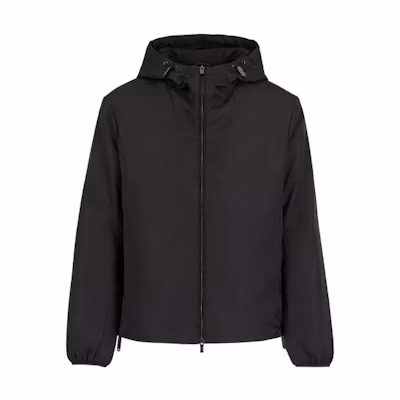 EMPORIO ARMANI FW22 Black Solid Zip-Up Hoodie Jacket. 8N1BN41-NHQZ1-F052