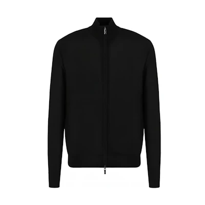 EMPORIO ARMANI FW22 Black Solid Zip-Up Stand Collar Jacket 8N1MUZ1-MJXZ1-0999