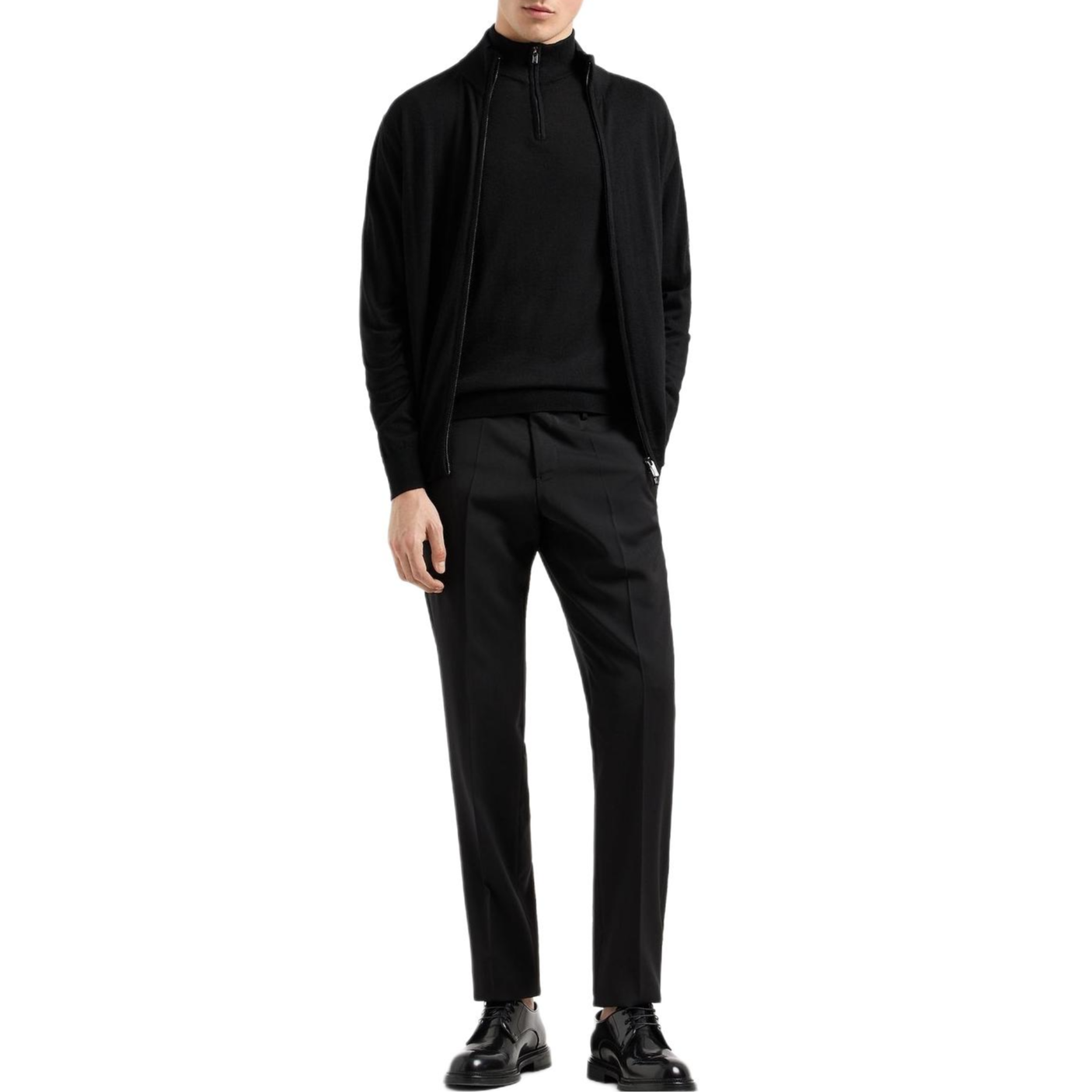 Lookbook EMPORIO ARMANI FW22  Black Solid Zip-Up Stand Collar Jacket 8N1MUZ1-MJXZ1-0999