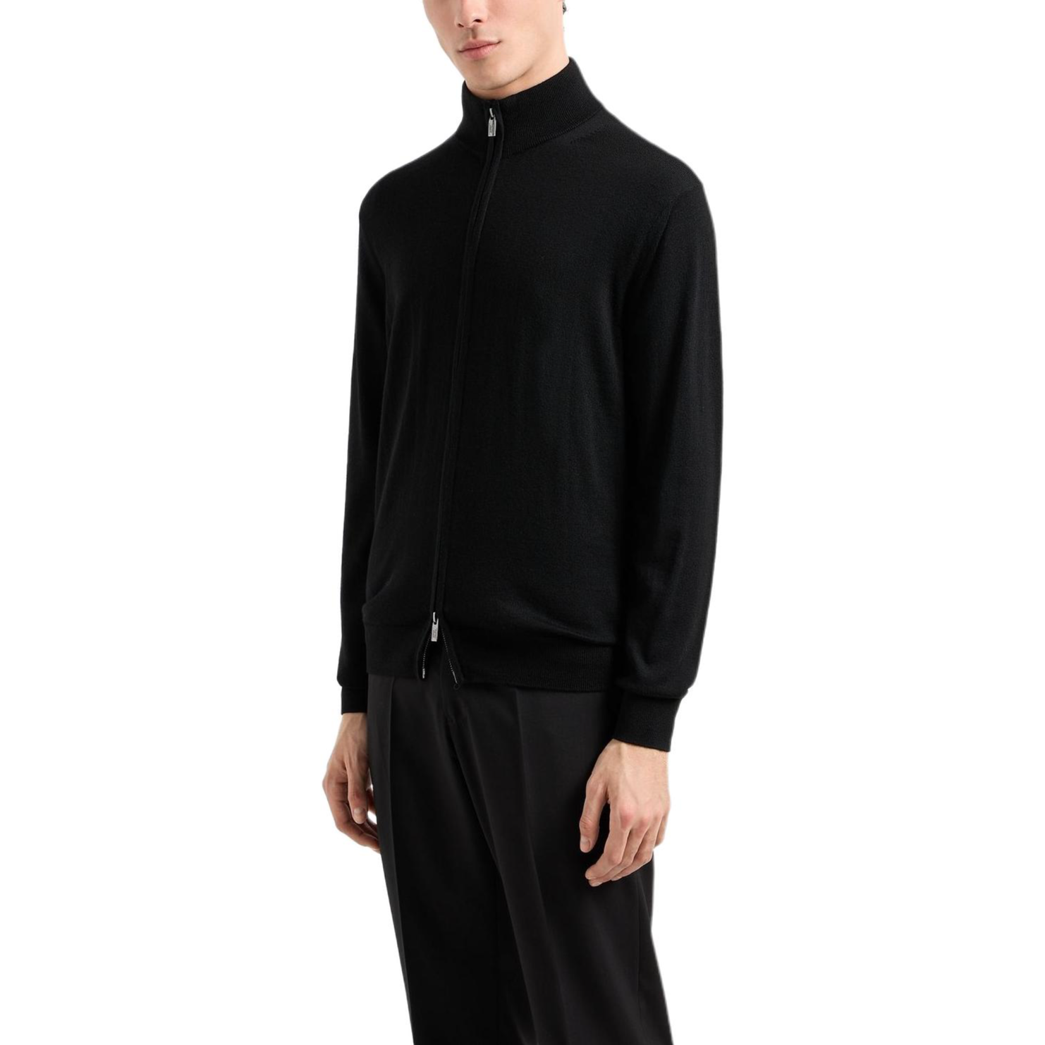 Purchase EMPORIO ARMANI FW22  Black Solid Zip-Up Stand Collar Jacket 8N1MUZ1-MJXZ1-0999