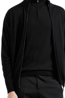 EMPORIO ARMANI FW22 Black Solid Zip-Up Stand Collar Jacket 8N1MUZ1-MJXZ1-0999 Details for EMPORIO ARMANI FW22 Black Solid Zip-Up Stand Collar Jacket 8N1MUZ1-MJXZ1-0999