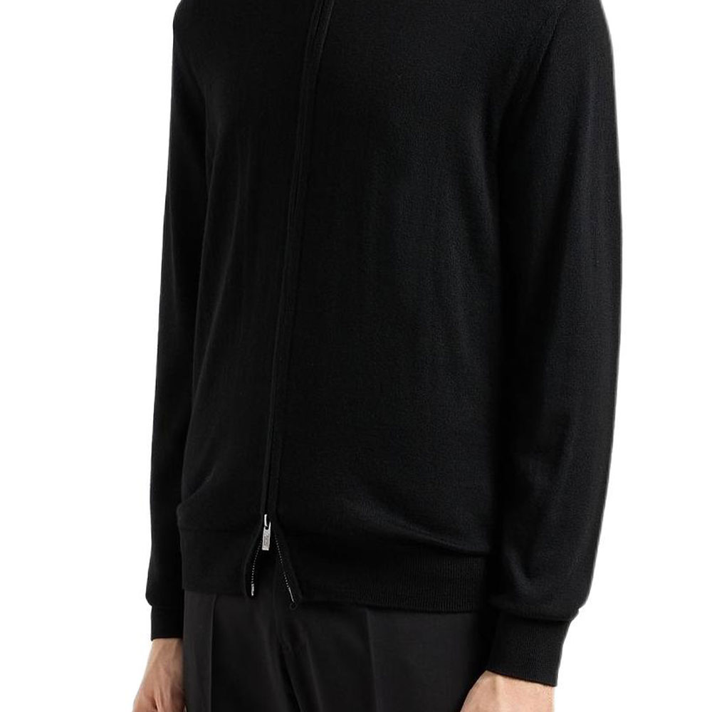 Sizing EMPORIO ARMANI FW22  Black Solid Zip-Up Stand Collar Jacket 8N1MUZ1-MJXZ1-0999