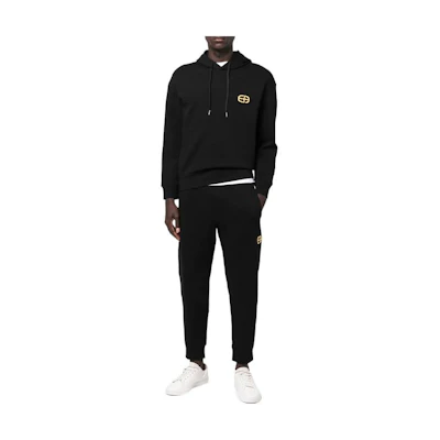 EMPORIO ARMANI FW22 Black Straight-Leg Logo Sweatpants. 6L1P84-1JHSZ-0999