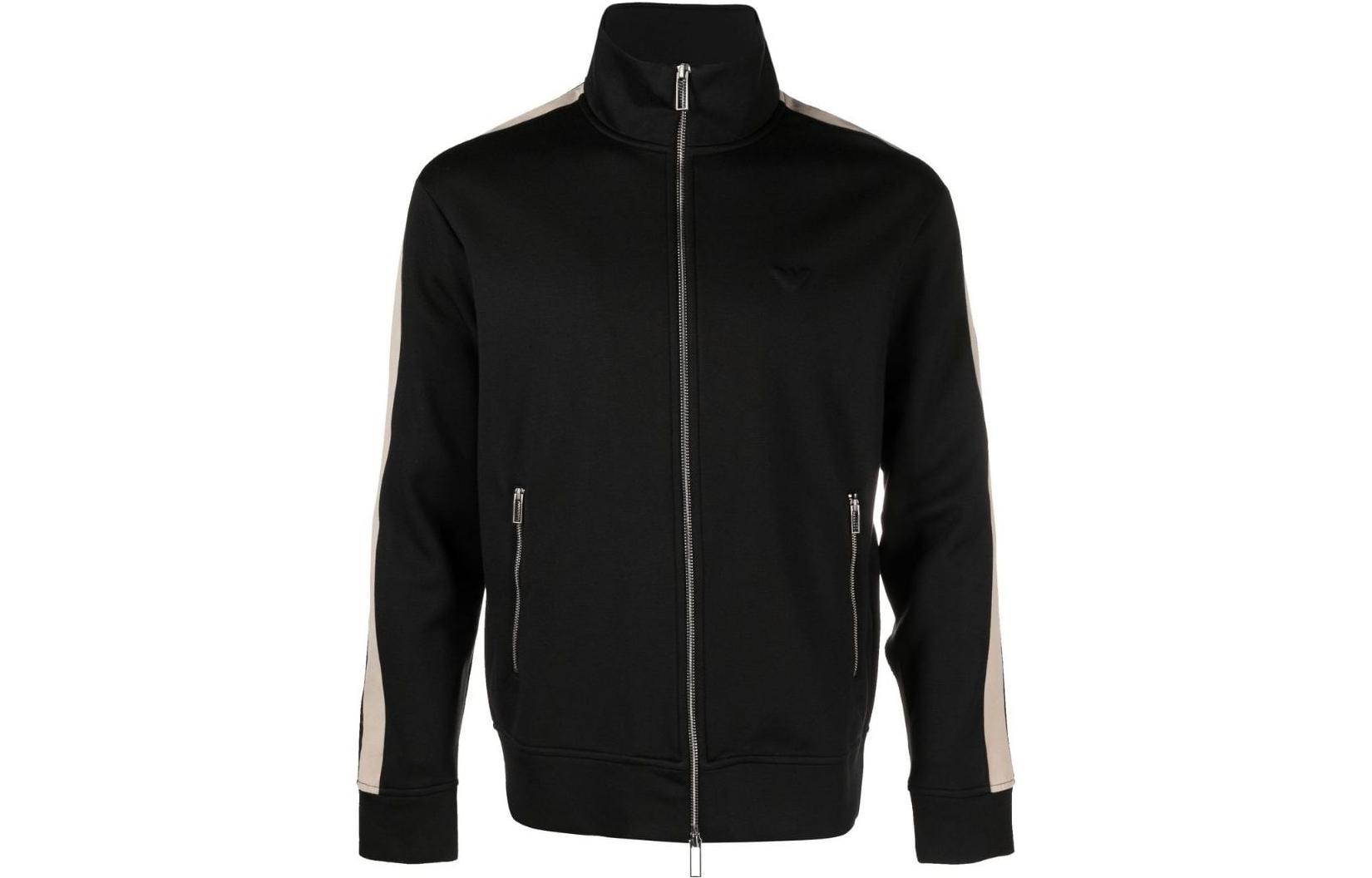 Order EMPORIO ARMANI FW22  Black Striped Casual Logo Embossed Jacket. 6L1MC2-1JRHZ-0999