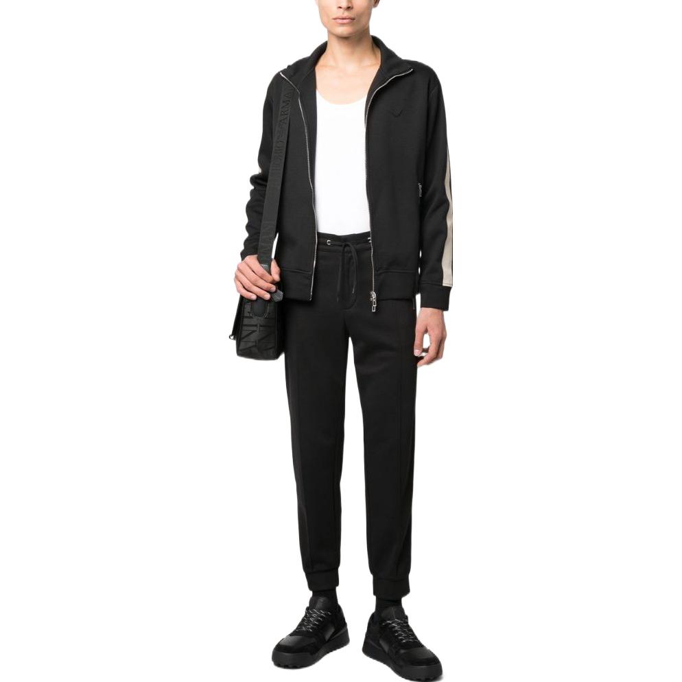 Lookbook EMPORIO ARMANI FW22  Black Striped Casual Logo Embossed Jacket. 6L1MC2-1JRHZ-0999