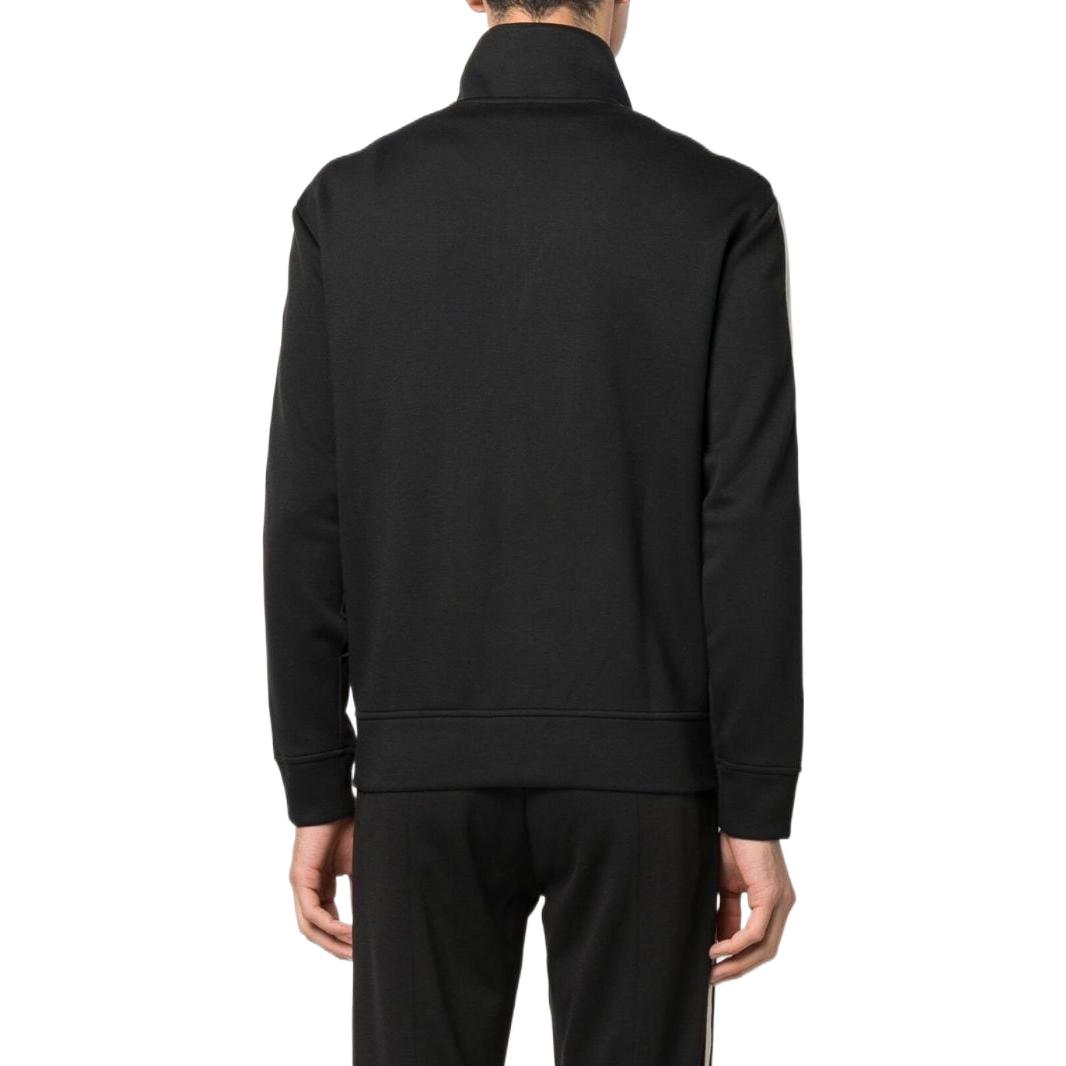 Shop EMPORIO ARMANI FW22  Black Striped Casual Logo Embossed Jacket. 6L1MC2-1JRHZ-0999