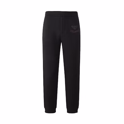 Emporio Armani FW22 Black Sweatpants with Logo Embroidery. 6L1P6T-1JV9Z-0999