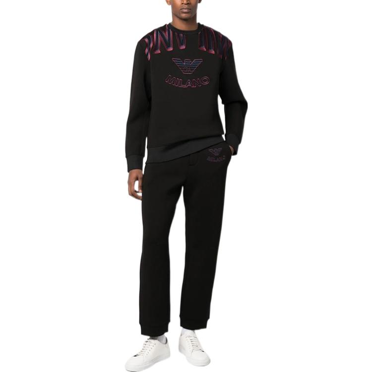 Purchase Emporio Armani FW22  Black Sweatpants with Logo Embroidery. 6L1P6T-1JV9Z-0999