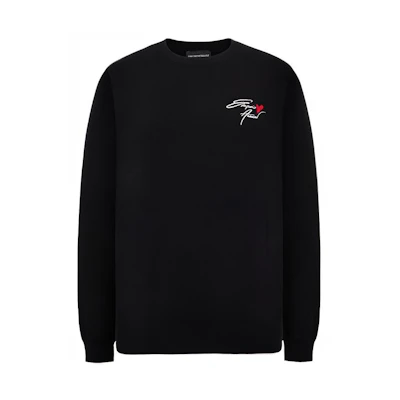 EMPORIO ARMANI FW22 Black Wool Sweater with Logo Embroidery 6L1MU41MCXZ-0999