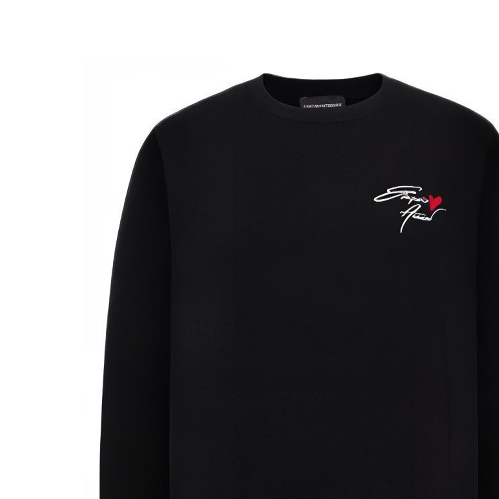 Details for エンポリオアルマーニ FW22 ブラック ウール セーター ロゴ刺繍入り 6L1MU41MCXZ-0999