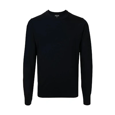 Emporio Armani FW22 Blue Crewneck Wool Knit Sweater 8N1M42-1M67Z-0909