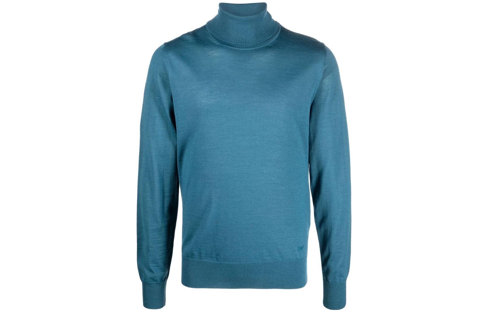 EMPORIO ARMANI FW22  Blue High-Neck Long-Sleeve Sweater 8N1M43-1M67Z-0909