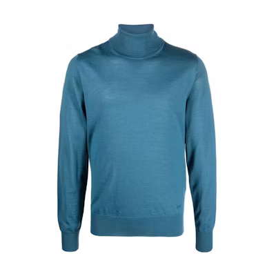 EMPORIO ARMANI FW22 Blue High-Neck Long-Sleeve Sweater 8N1M43-1M67Z-0909
