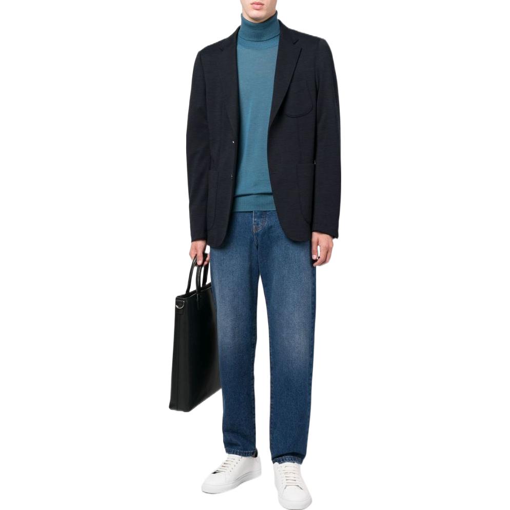 EMPORIO ARMANI FW22  Blue High-Neck Long-Sleeve Sweater 8N1M43-1M67Z-0909 圖 3