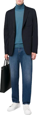 EMPORIO ARMANI FW22 Blue High-Neck Long-Sleeve Sweater 8N1M43-1M67Z-0909 Lookbook EMPORIO ARMANI FW22 Blue High-Neck Long-Sleeve Sweater 8N1M43-1M67Z-0909