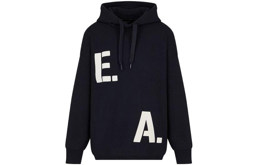 Order EMPORIO ARMANI FW22  Blue Letter Print Knit Pullover Hoodie. 6L1MXS1-MBWZ1-0920