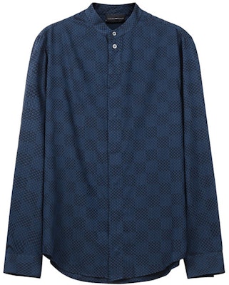 EMPORIO ARMANI FW22 Kemeja Lengan Panjang Kasual Biru Plaid Patchwork. H31CF6-C11F5-041 Order EMPORIO ARMANI FW22 Kemeja Lengan Panjang Kasual Biru Plaid Patchwork. H31CF6-C11F5-041