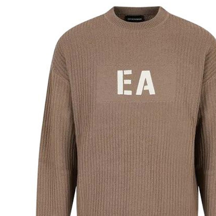 Emporio Armani FW22  Brown Knit Wool Sweater with Embroidered Logo Design. 6L1MXK1-MBQZ1-F409 圖 4