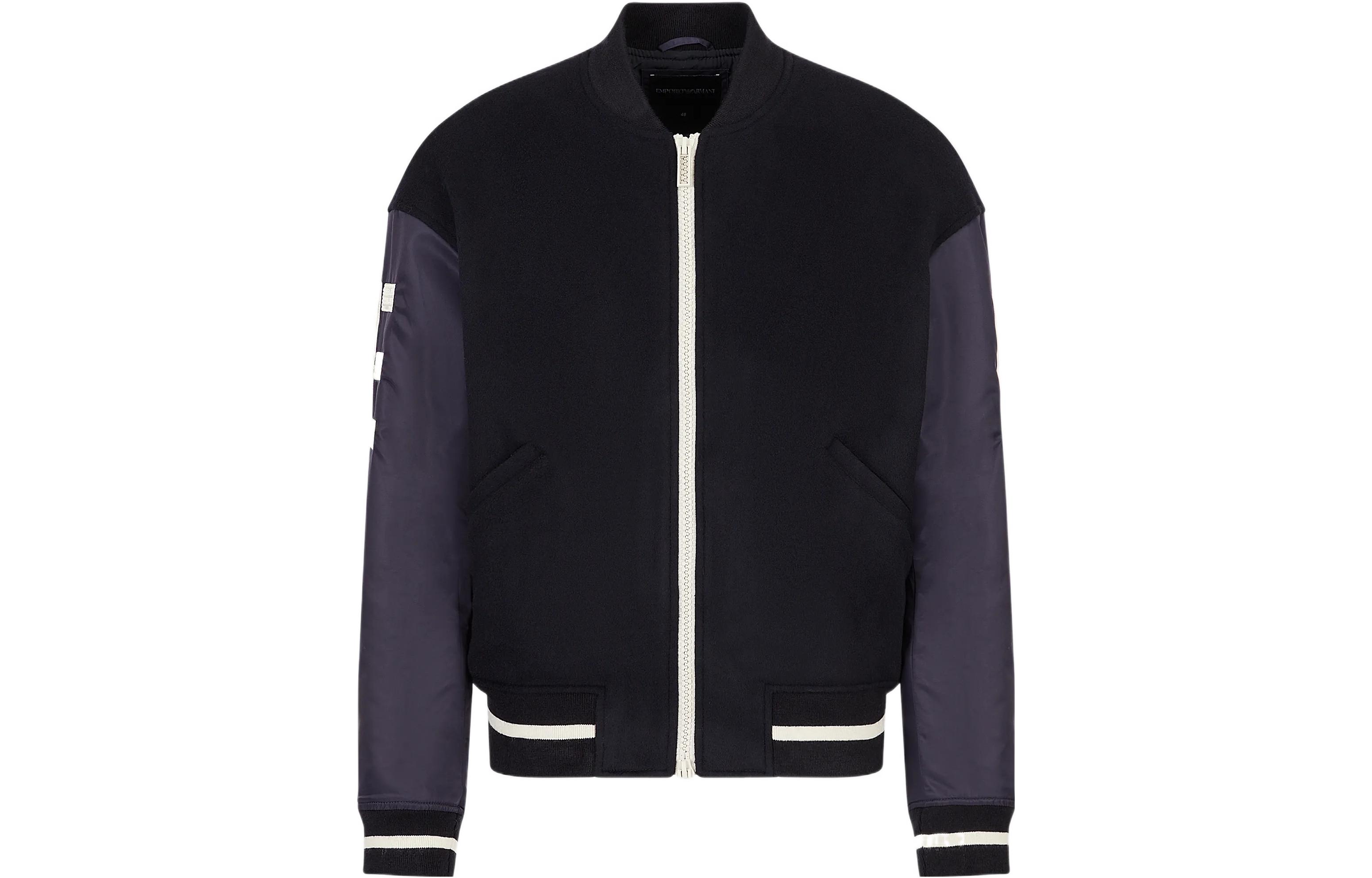 EMPORIO ARMANI FW22  Colorblock Striped Baseball Jacket - Navy Blue 6L1BL8-1NMYZ-0920