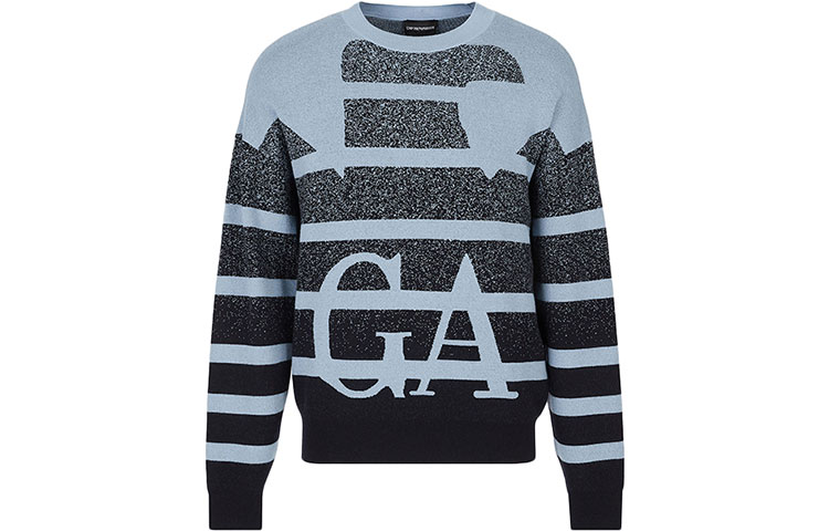 EMPORIO ARMANI FW22  Eagle Logo Striped Knit Sweater - Multicolor 6L1MX9-1MKYZ-F925