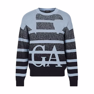EMPORIO ARMANI FW22 Eagle Logo Striped Knit Sweater - Multicolor 6L1MX9-1MKYZ-F925